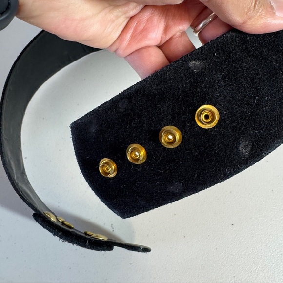 Vintage  80s Rare Dino Valiano Black Gold Adjustable Snap Belt Size 38 - Picture 9 of 13